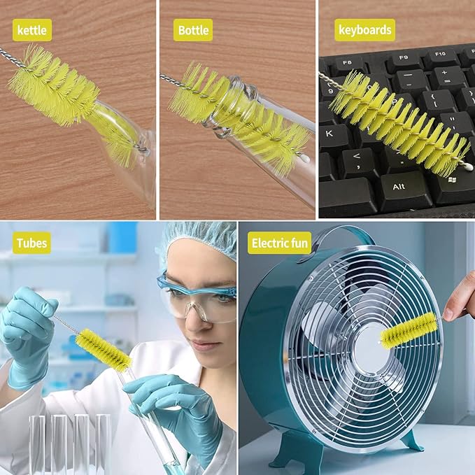 CiaraQ Bottle Cleaning Brushes, 8 Inch Nylon Tube Brush Set | Yellow Cleaner - Image 7
