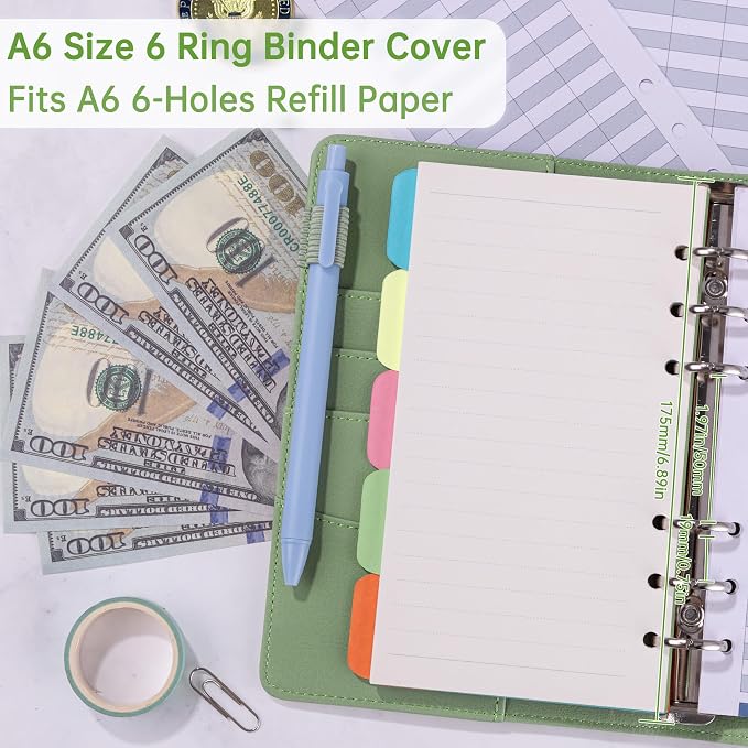 Antner A6 Notebook Binder Refillable 6 Ring Budget Binder Cover - Image 3