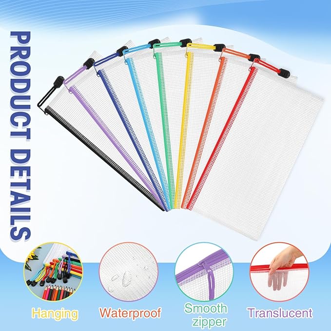 Jetec 32 Pcs Mesh Zipper Bags Toy Storage Bikini Organizer Bag Bolsas Para Guardar Trajes De Baño Waterproof Zipper Reusable Pouch Puzzle Multipurpose for Storage Office(Sweet Color,9.5 x 4.5 Inch)-DeskLoop Office