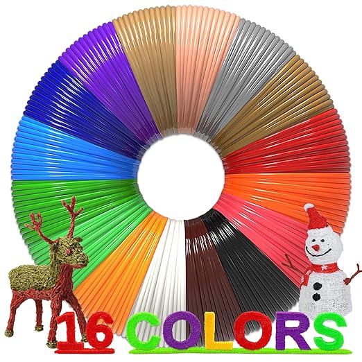 3D Pen Refills 1.75mm PLA Filament 640 Feet 16 Colors, Each Color 40ft by dikale