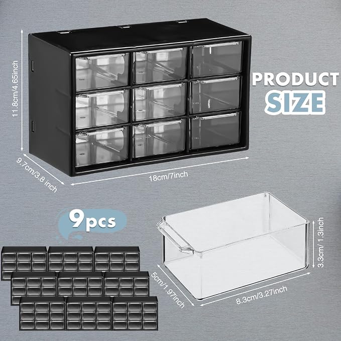 Rtteri 9 Pieces Mini Drawer Organizer Plastic Desktop Storage Box Desk Craft - Image 3