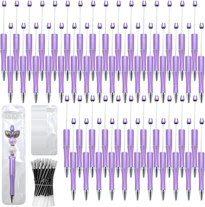 150 Pieces DIY Beadable Pen Kit – 50 Plastic Ballpoint Pens by DASTTUIS