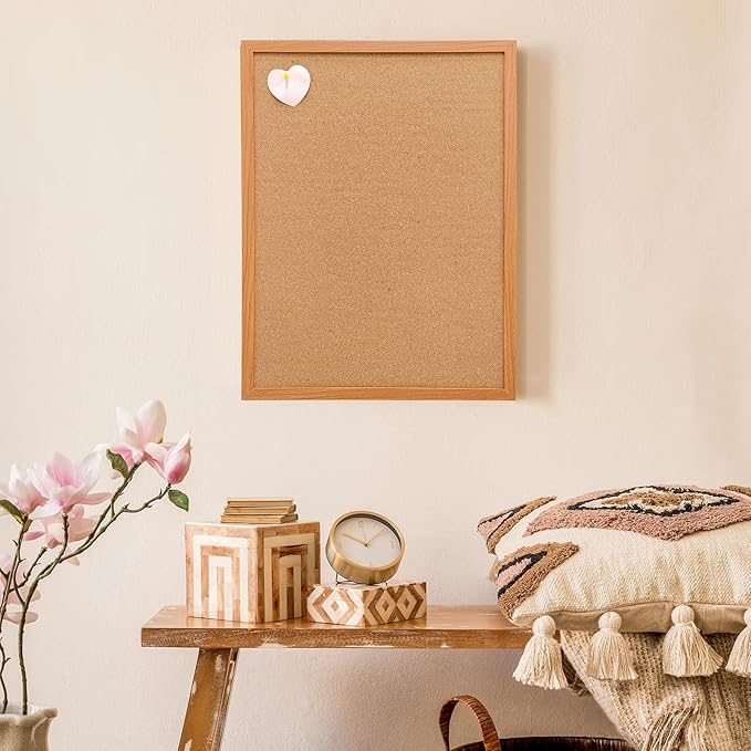Cork Bulletin Board for Wall - 24” x 18” Bulletin Board Cork Board Wall Mounted Wood Frame Message Board pin Board for School,Office and Home-DeskLoop Office
