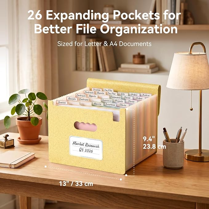 ThinkTex Accordion File Organizer, 26 Pockets Expanding File Folders, Monthly - Image 2