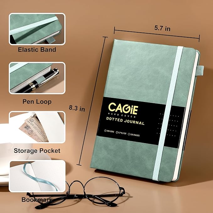 CAGIE Bullet Dotted Journal Notebook 320 Pages 100 GSM Paper Hardcover A5 Dot - Image 5