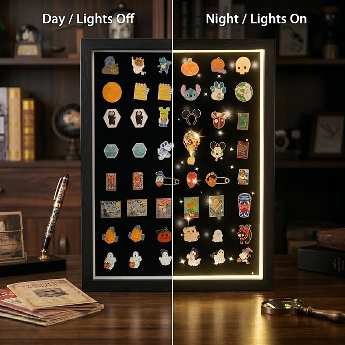Light Up Pin Display Case – 16x12 Black Enamel Pin Display Board - Image 2