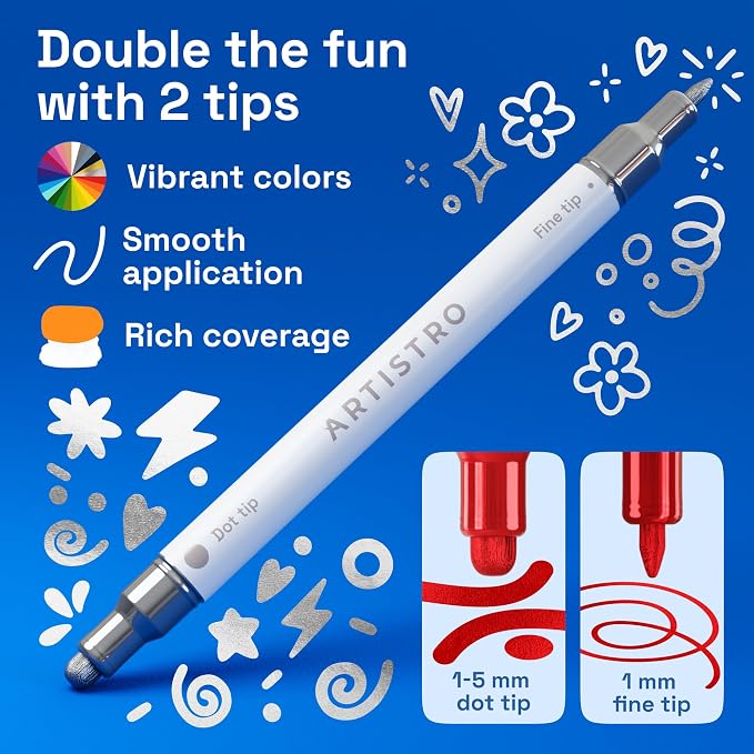 ARTISTRO 48 Metallic Dual-Tip Acrylic Paint Markers – Paint Pens Set - Image 3