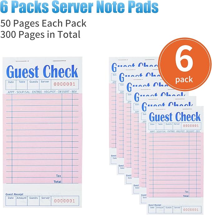 ZPARIK 6 Pack Pink Guest Checks Books - Image 4