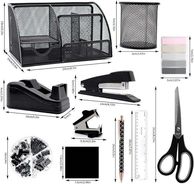 Black Desk Organizers and Accessories, Tape Holder, Staple Remover - Image 4