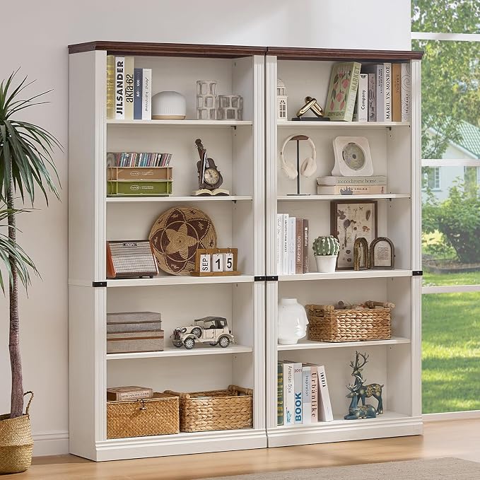 RWYHG 70" White Tall Bookshelf Set of 4, 5-Tier Thick Wooden Book Shelf - Image 7