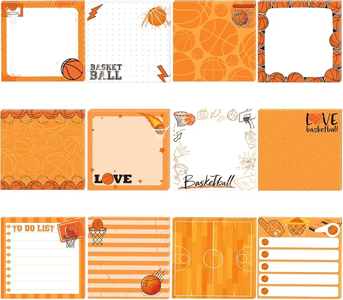 12 Pads Basketball Sticky Notes Set by Unknown