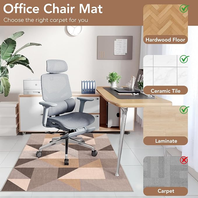 Office Chair Mat for Hardwood Floor&Tile Floor, Under Desk Rug for Rolling - Image 3
