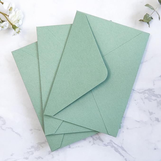PONATIA 50 Pack A1 Envelopes, 3.63 x 5.2'' Sage Green Envelopes Perfect - Image 4