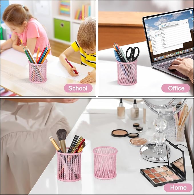 EasyPAG Pencil Holder for Desk, 2 Pack Metal Pen Organizer, Mesh Pencil Cup - Image 7