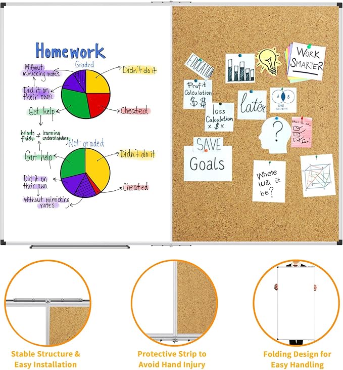 XBoard Extra Large Magnetic White Board and Bulletin Corkboard Combination - Image 2