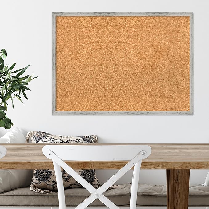 Amanti Art Natural Cork Board for Wall, 21x29 Vision Board with White Frame, Medium Corkboard Office Decor for Home Organization, Cottage Corkboard Pinboard to Display Items for Home Organization in-DeskLoop Office