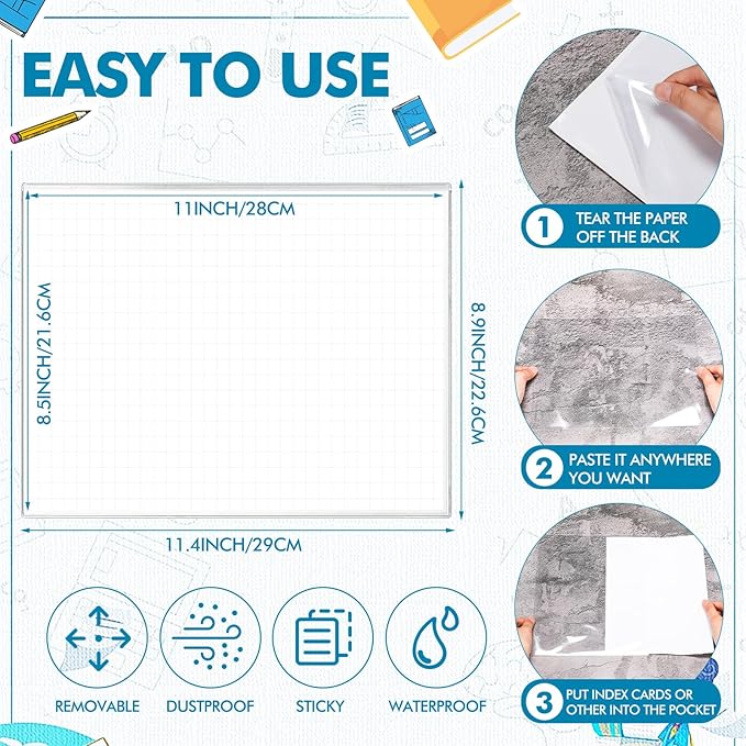 Outus 200 Pcs Self Adhesive Shop Ticket Holders Clear Plastic Sleeves Adhesive - Image 2