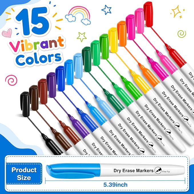 V-Opitos 30 Pack Fine Tip Dry Erase Markers - Image 2