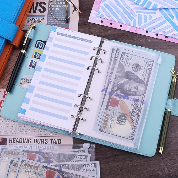 Antner A6 PU Leather Notebook Binder Refillable 6 Ring Budget Binder - Image 3