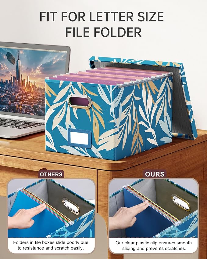 Oterri File Organizer with Lid, File Box, File Cabinet - Image 3
