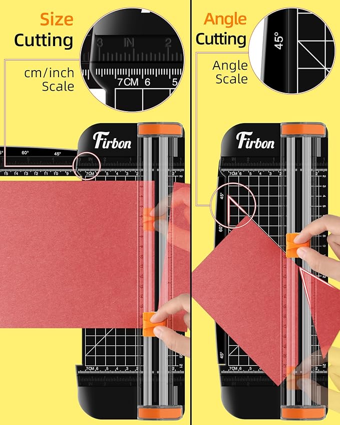 Firbon Black A5 Paper Cutter, Straight Small Paper Trimmer with Side Ruler for Scrapbooking Craft, Paper, Coupon, Label, Cardstock-DeskLoop Office