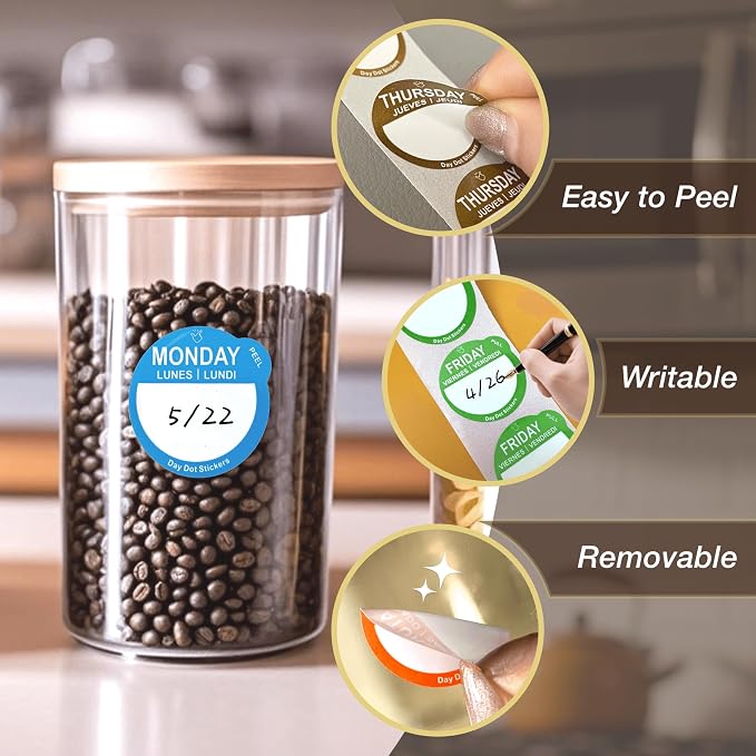 Day Dots Food Labels, 1 Inch 7000 Pcs Removable Date Stickers - Image 4