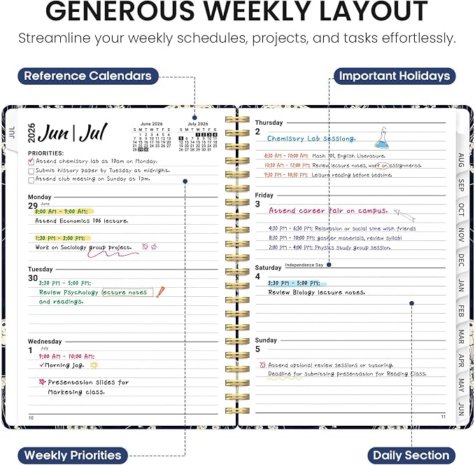 Planner 2026-2027, Academic Year Weekly and Monthly Calender Planner, from Jul - Image 3
