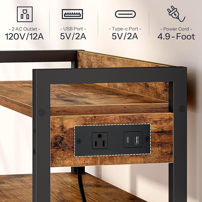 HOOBRO Printer Stand with Charging Station, 4-Tier Printer Table with Storage - Image 7