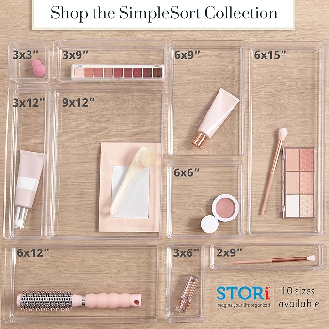 STORi SimpleSort 6-Piece Stackable Clear Drawer Organizer Set | 6" x 6" x 2" - Image 8