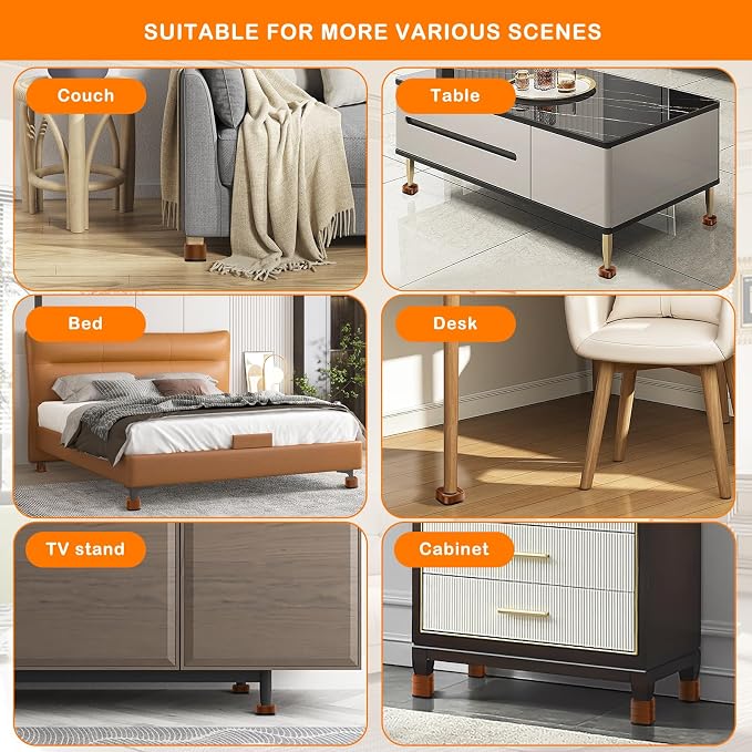 shouwuhho 32 Pack Furniture Risers Adjustable Bed Risers Heavy Duty Lifts - Image 6