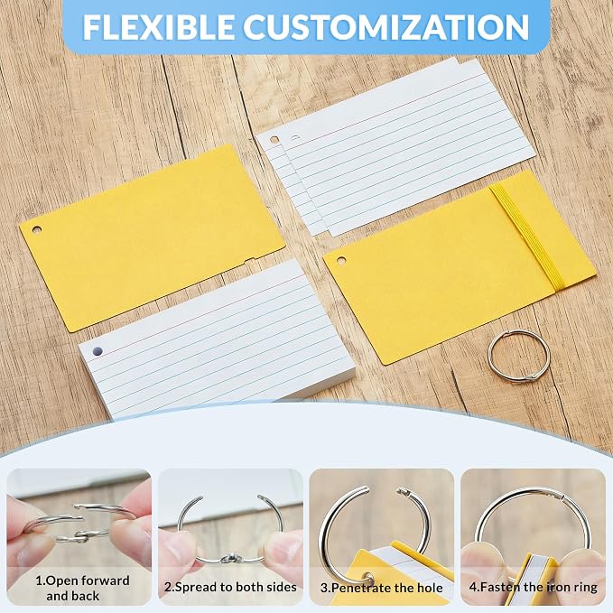 NEEWAY Ruled Index Cards with Ring 3x5 Inches, Flash Cards with Rings - Image 5