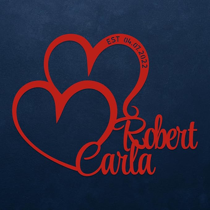 Personalized Valentines Metal Wall Sign, Custom Infinity Heart Love Couple Name - Image 5