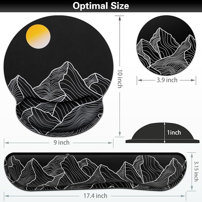 Mouse Pad Black, Ergonomic Keyboard Wrist Rest, Mouse Pad - Image 6