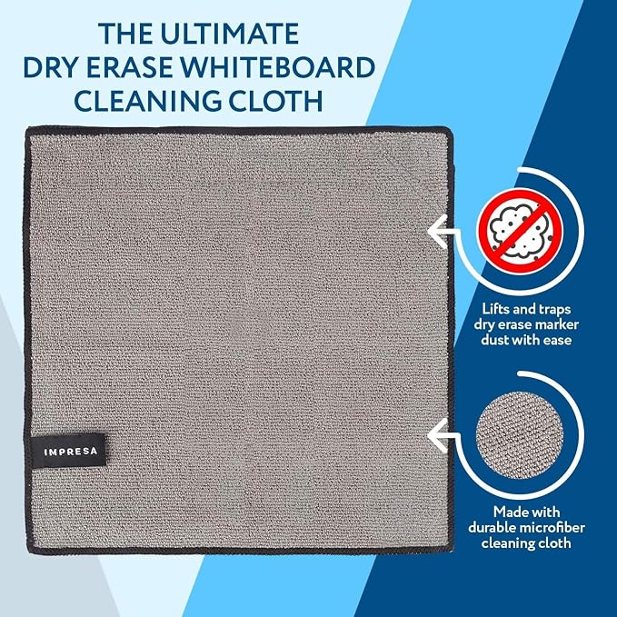 IMPRESA Magnetic Microfiber Dry Erase Cloth Erasers - 10 in x 10 in - Image 3