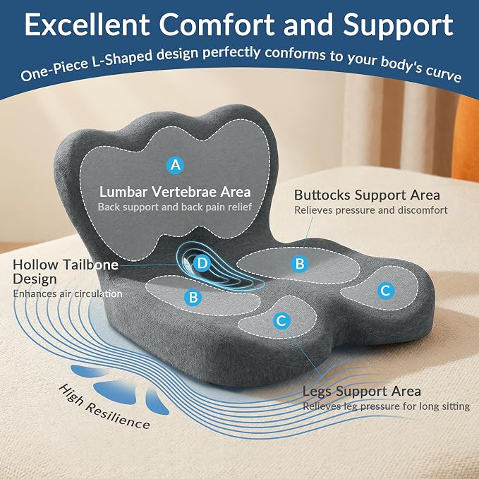 Exclusivo Mezcla Memory Foam Seat Cushion, Ergonomic Tailbone Pain Relief - Image 6