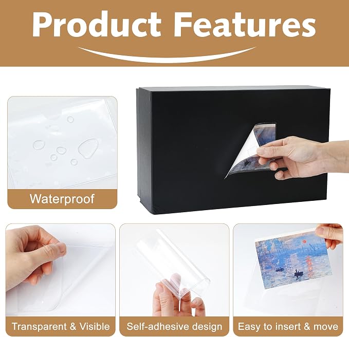 100 Pcs Clear Adhesive Pockets, Plastic Adhesive Label Pockets, Self Adhesive - Image 3