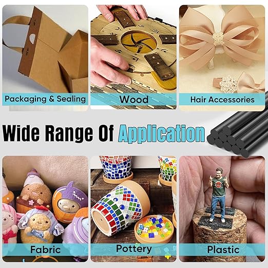 SHALL Mini Hot Glue Sticks, 0.27” Dia x 8” Long, 100 Pack Black Glue Gun Sticks for All-Temp Mini Glue Guns, Hot Melt Adhesive Glue Sticks Multipurpose for DIY Craft Sealing Repair Festival Decoration-DeskLoop Office