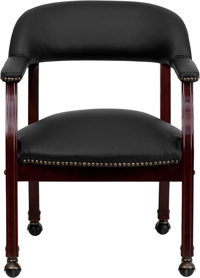 EMMA + OLIVER Black LeatherSoft Conference Chair with Casters-DeskLoop Office