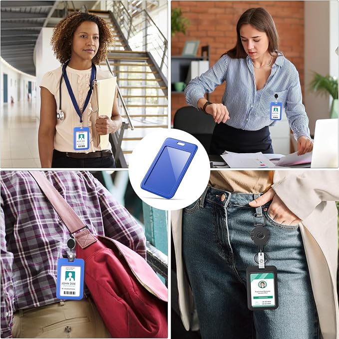 15 Pack Sliding ID Badge Holder Vertical Hard Plastic Card Case Protector Pouch - Image 7