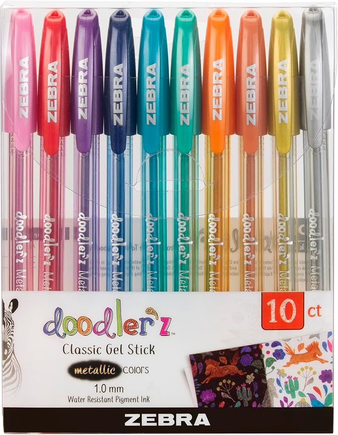 Zebra Pen, doodler’z Gel Stick Pens, 1.0mm Needle-Point Tip, Fashion and Neon by ZebraPen
