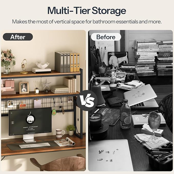 HOOBRO Desktop Bookcase, 37.4" Large Desk Shelf, 2-Tier Desktop Organizer - Image 8