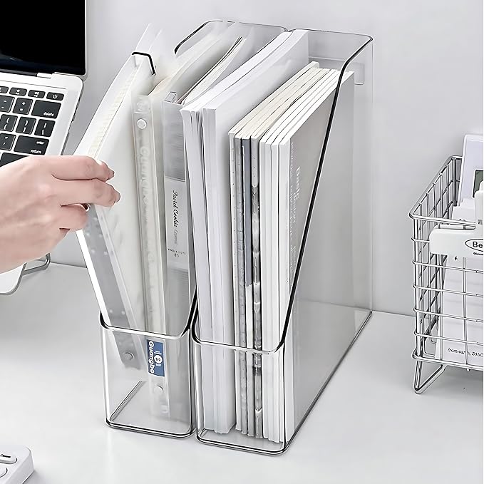 2-Pack Clear Acrylic Vertical Magazine File Holders – Desktop Organizer - Image 4