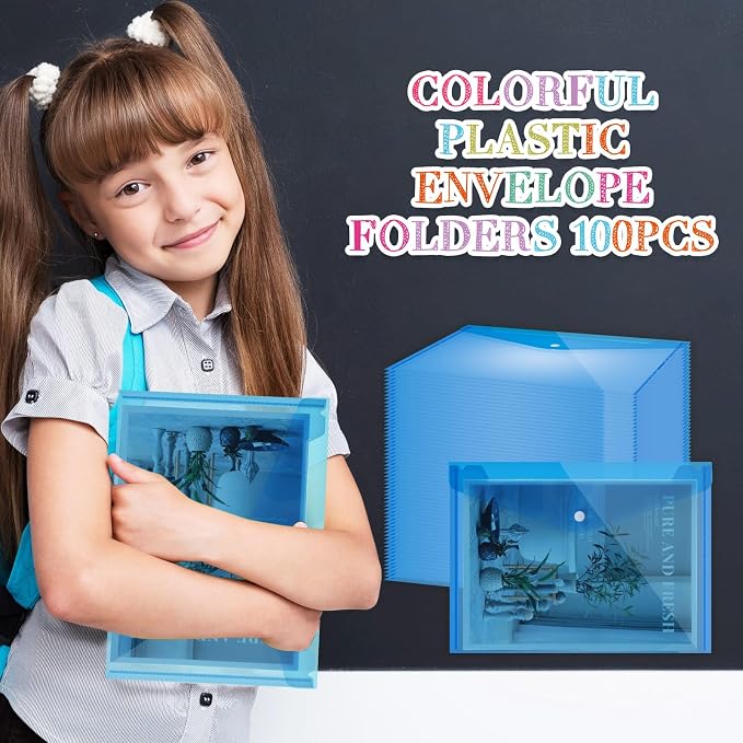 Zhehao 100 Pcs Clear Plastic Envelopes File Folders - Image 2