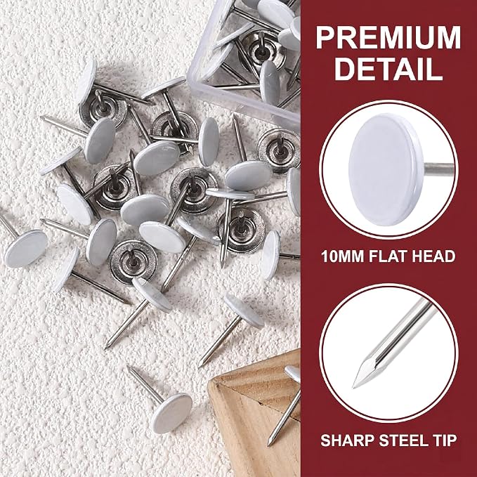 HINZIC 100pcs Flat Head Thumb Tacks, Heavy Duty Metal Push Pins Thumb Tacks - Image 3