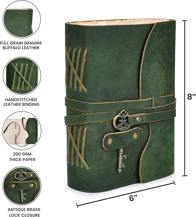 LEATHER VILLAGE Vintage Leather Journal – 200 Handmade Vintage Deckle Edge - Image 4