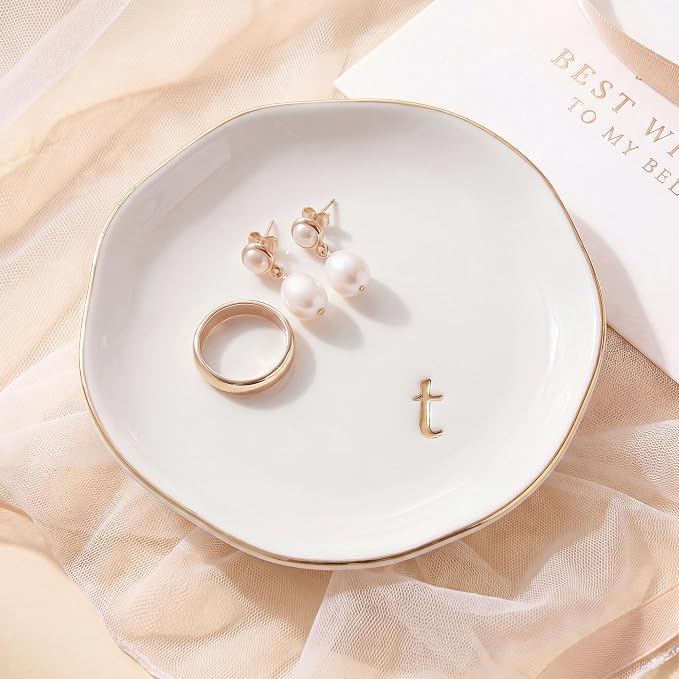 Ceramic Jewelry Tray, Personalized Initial Jewelry Dish by GIVITASOT