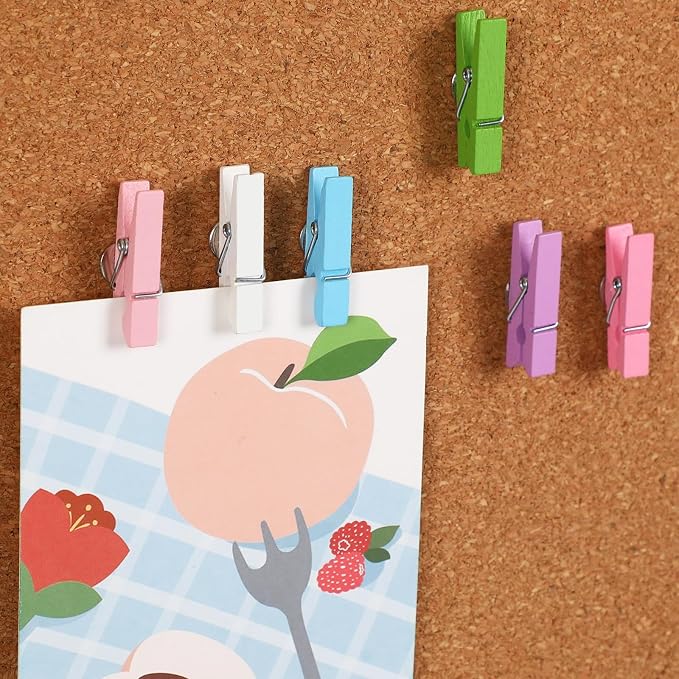 SANNIX 50Pcs Wooden Push Pin Clips, Bright Thumb Tack Clips - Image 7