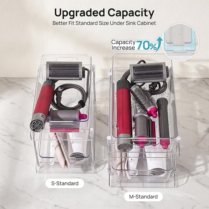 Vtopmart 2 Pack Larger Plastic Bathroom Under Sink Pull-Out Organizer - Image 3