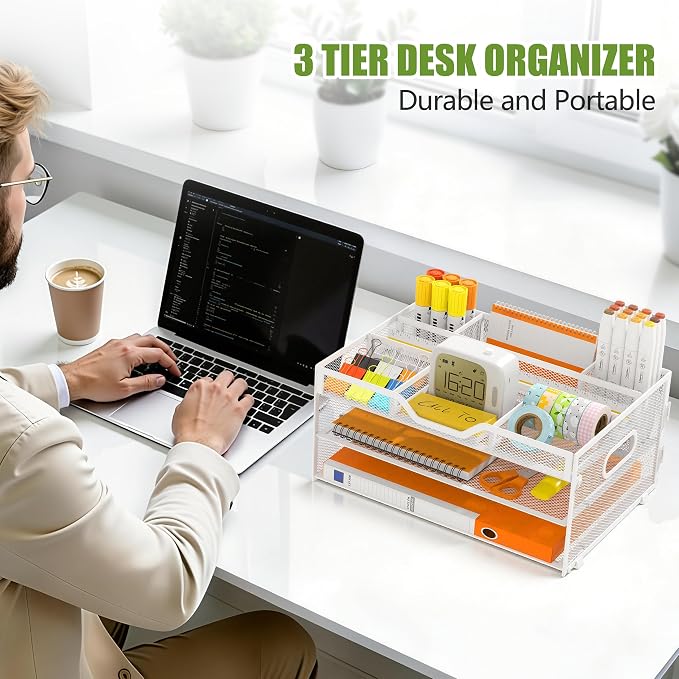 3 Tier Desk Orgnizers and Accessories, Metal Magazine File Holder - Image 5