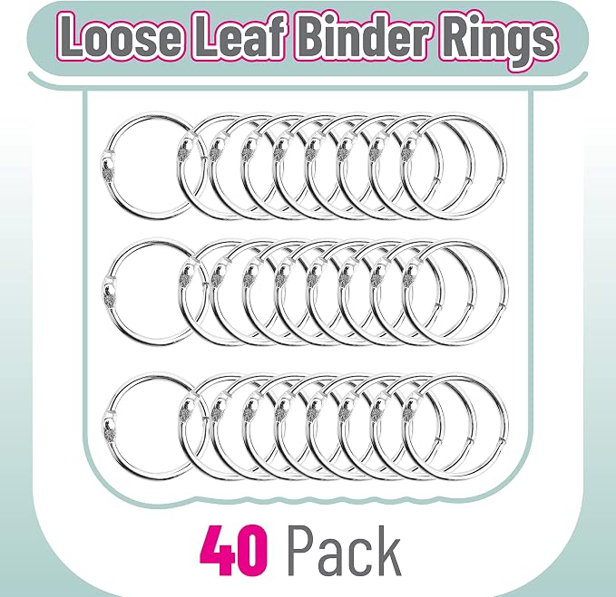 Mr. Pen- Loose Leaf Binder Book Rings, 1 Inch, 40 Pack | Metal Binder Rings - Image 2